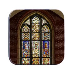 Stained Glass Window Old Antique Square Metal Box (black) by Sarkoni