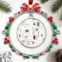 Illustrations Startup Business Organization Metal X mas Wreath Ribbon Ornament by Sarkoni