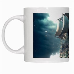 Pirate Ship Boat Sea Ocean Storm White Mug by Sarkoni