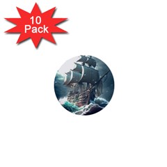 Pirate Ship Boat Sea Ocean Storm 1  Mini Buttons (10 Pack)  by Sarkoni