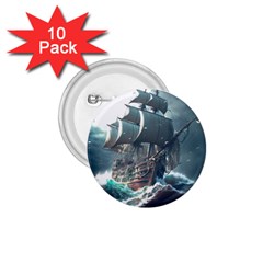 Pirate Ship Boat Sea Ocean Storm 1 75  Buttons (10 Pack) by Sarkoni