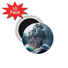 Pirate Ship Boat Sea Ocean Storm 1 75  Magnets (10 Pack)  by Sarkoni