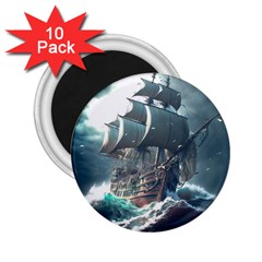 Pirate Ship Boat Sea Ocean Storm 2 25  Magnets (10 Pack)  by Sarkoni