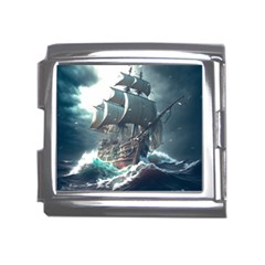 Pirate Ship Boat Sea Ocean Storm Mega Link Italian Charm (18mm) by Sarkoni