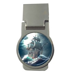 Pirate Ship Boat Sea Ocean Storm Money Clips (round)  by Sarkoni