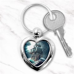 Pirate Ship Boat Sea Ocean Storm Key Chain (heart) by Sarkoni