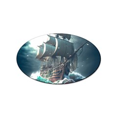 Pirate Ship Boat Sea Ocean Storm Sticker (oval) by Sarkoni