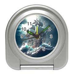 Pirate Ship Boat Sea Ocean Storm Travel Alarm Clock by Sarkoni