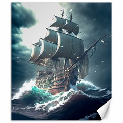 Pirate Ship Boat Sea Ocean Storm Canvas 20  X 24  by Sarkoni