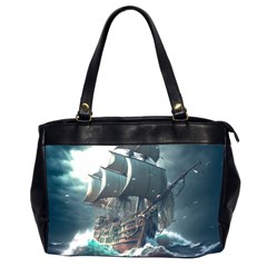 Pirate Ship Boat Sea Ocean Storm Oversize Office Handbag (2 Sides) by Sarkoni