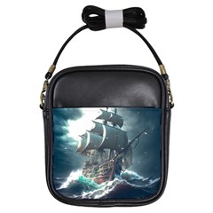 Pirate Ship Boat Sea Ocean Storm Girls Sling Bag by Sarkoni