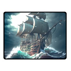 Pirate Ship Boat Sea Ocean Storm Fleece Blanket (small) by Sarkoni