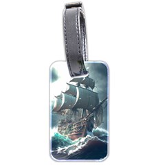 Pirate Ship Boat Sea Ocean Storm Luggage Tag (two Sides) by Sarkoni