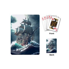 Pirate Ship Boat Sea Ocean Storm Playing Cards Single Design (mini) by Sarkoni