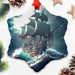 Pirate Ship Boat Sea Ocean Storm Ornament (snowflake) by Sarkoni