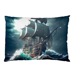 Pirate Ship Boat Sea Ocean Storm Pillow Case (two Sides) by Sarkoni