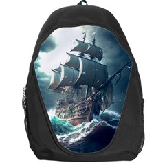 Pirate Ship Boat Sea Ocean Storm Backpack Bag by Sarkoni