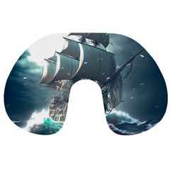 Pirate Ship Boat Sea Ocean Storm Travel Neck Pillow by Sarkoni