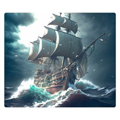 Pirate Ship Boat Sea Ocean Storm Two Sides Premium Plush Fleece Blanket (small) by Sarkoni