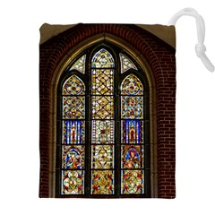 Stained Glass Window Old Antique Drawstring Pouch (4xl) by Sarkoni