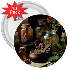 Apothecary Old Herbs Natural 3  Buttons (10 Pack)  by Sarkoni