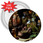 Apothecary Old Herbs Natural 3  Buttons (100 pack)  Front