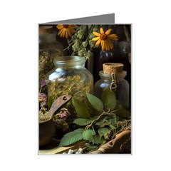 Apothecary Old Herbs Natural Mini Greeting Card by Sarkoni