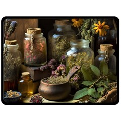 Apothecary Old Herbs Natural Fleece Blanket (large) by Sarkoni