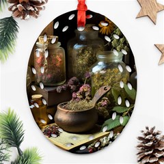 Apothecary Old Herbs Natural Ornament (oval Filigree) by Sarkoni