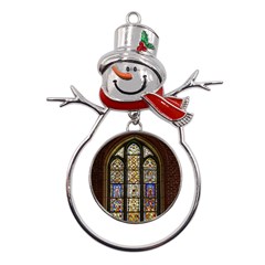 Stained Glass Window Old Antique Metal Snowman Ornament by Sarkoni