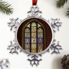 Stained Glass Window Old Antique Metal Large Snowflake Ornament by Sarkoni