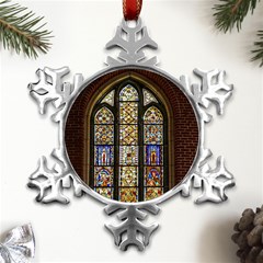 Stained Glass Window Old Antique Metal Small Snowflake Ornament by Sarkoni