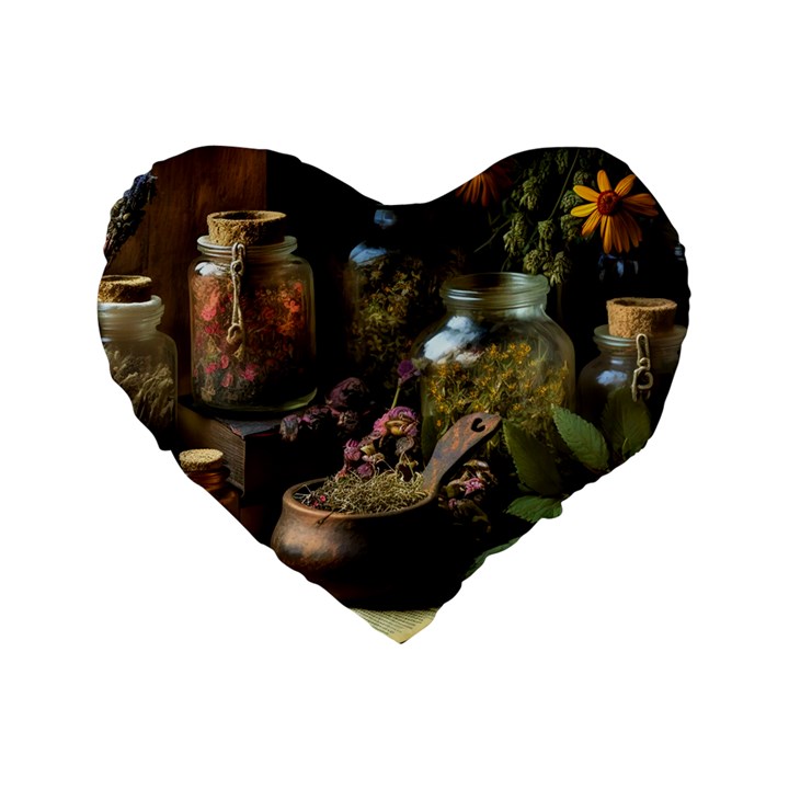 Apothecary Old Herbs Natural Standard 16  Premium Heart Shape Cushions