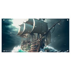 Pirate Ship Boat Sea Ocean Storm Banner And Sign 8  X 4  by Sarkoni