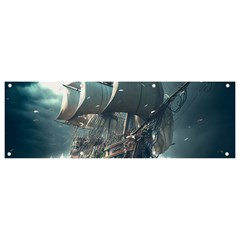 Pirate Ship Boat Sea Ocean Storm Banner And Sign 9  X 3  by Sarkoni