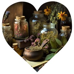 Apothecary Old Herbs Natural Wooden Puzzle Heart by Sarkoni