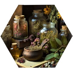 Apothecary Old Herbs Natural Wooden Puzzle Hexagon by Sarkoni