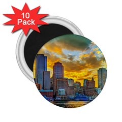 Boston Skyline Cityscape River 2 25  Magnets (10 Pack)  by Sarkoni