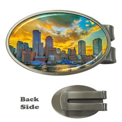 Boston Skyline Cityscape River Money Clips (oval)  by Sarkoni