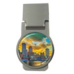 Boston Skyline Cityscape River Money Clips (Round)  Front