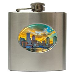 Boston Skyline Cityscape River Hip Flask (6 Oz) by Sarkoni