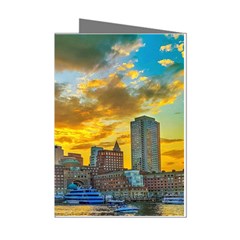 Boston Skyline Cityscape River Mini Greeting Cards (pkg Of 8) by Sarkoni