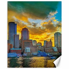 Boston Skyline Cityscape River Canvas 11  X 14  by Sarkoni