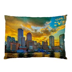 Boston Skyline Cityscape River Pillow Case by Sarkoni