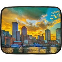 Boston Skyline Cityscape River Fleece Blanket (mini) by Sarkoni