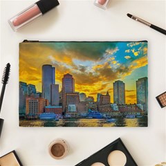 Boston Skyline Cityscape River Cosmetic Bag (large) by Sarkoni