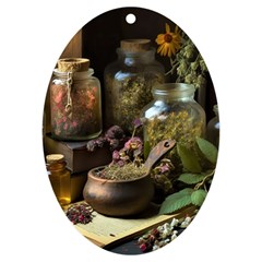 Apothecary Old Herbs Natural Uv Print Acrylic Ornament Oval by Sarkoni