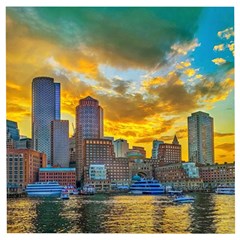 Boston Skyline Cityscape River Wooden Puzzle Square by Sarkoni