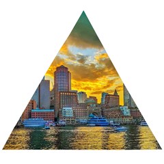 Boston Skyline Cityscape River Wooden Puzzle Triangle by Sarkoni