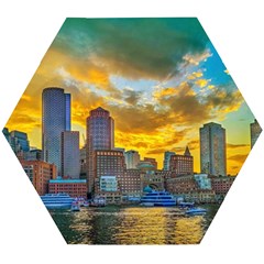 Boston Skyline Cityscape River Wooden Puzzle Hexagon by Sarkoni